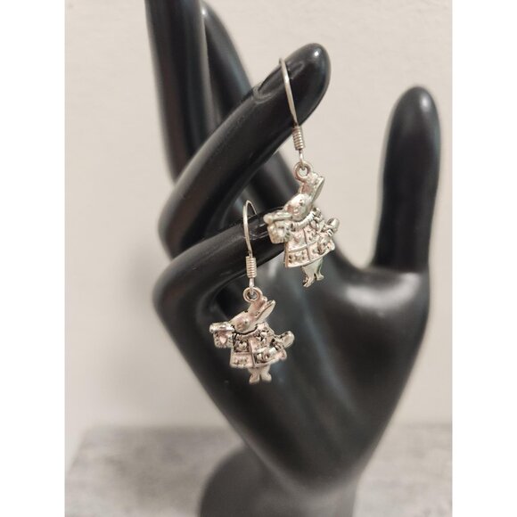 Silver Dangle Rabbit Earrings Rabbit Lover Earrings - Picture 4 of 10